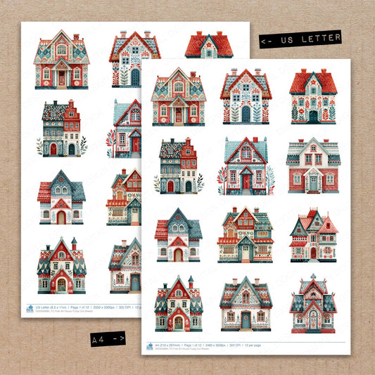 Folk Art House Fussy Cut Sheets (DDD009884)