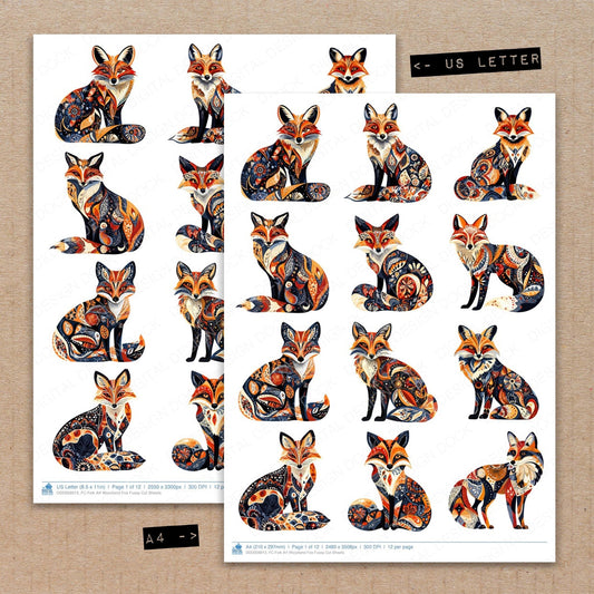 Folk Art Woodland Fox Fussy Cut Sheets (DDD009913)