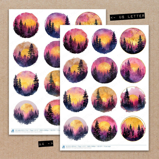 Forest Sunset Scene Fussy Cut Sheets (DDD010014)
