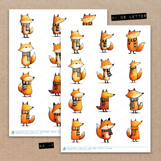 Fox Wearing Scarf Fussy Cut Sheets (DDD010023)