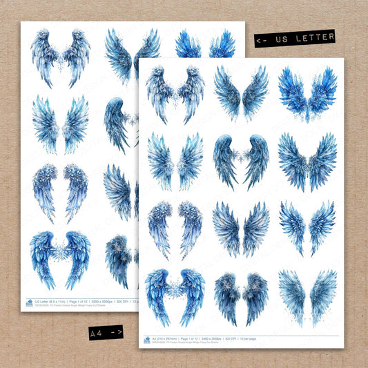 Frozen Crystal Angel Wings Fussy Cut Sheets (DDD010035)