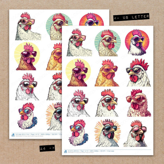 Funky Cool Chicken Fussy Cut Sheets (DDD010038)