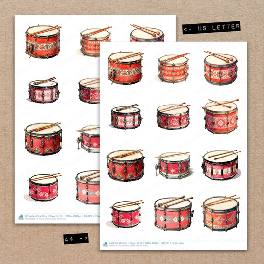 Illustrated Drum Fussy Cut Sheets (DDD010243)