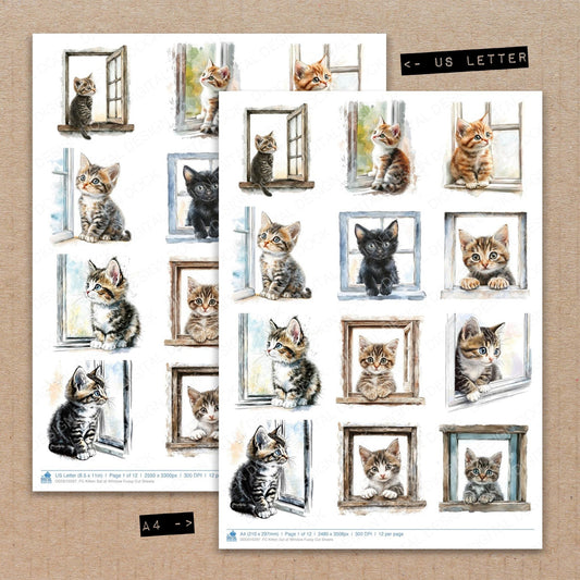 Kitten Sat at WIndow Fussy Cut Sheets (DDD010297)