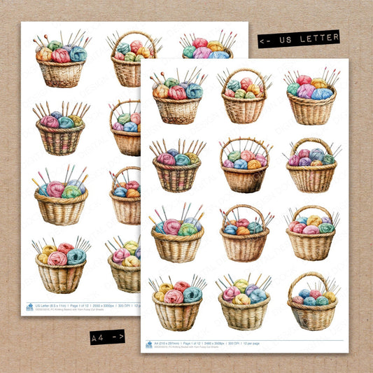 DDD010310_FC Knitting Basket with Yarn Fussy Cut Sheets