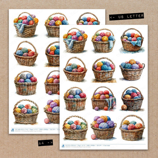 DDD010311_FC Knitting Wool Basket Fussy Cut Sheets