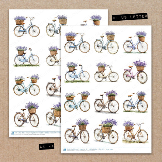 DDD010326_FC Lavender Basket Bicycle Fussy Cut Sheets
