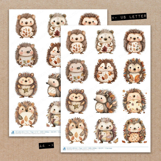 DDD010330_FC Layered Fabric Hedgehog Fussy Cut Sheets