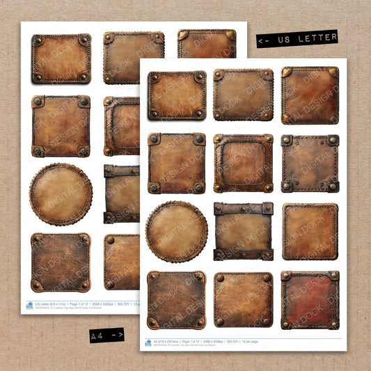 DDD010333_FC Leather Tag Sign Set B Fussy Cut Sheets