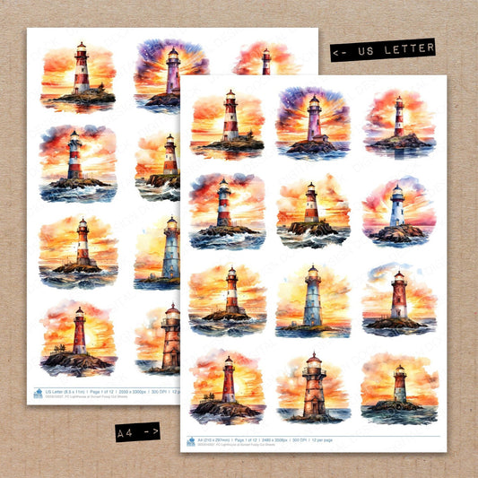 DDD010337_FC Lighthouse at Sunset Fussy Cut Sheets