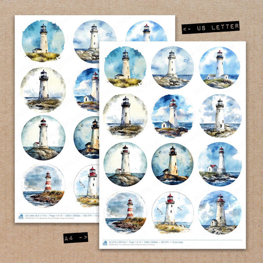 DDD010342_FC Lighthouse Round Design Fussy Cut Sheets