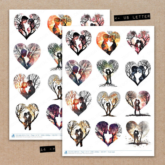 Love Couple Tree Fussy Cut Sheets (DDD010358)