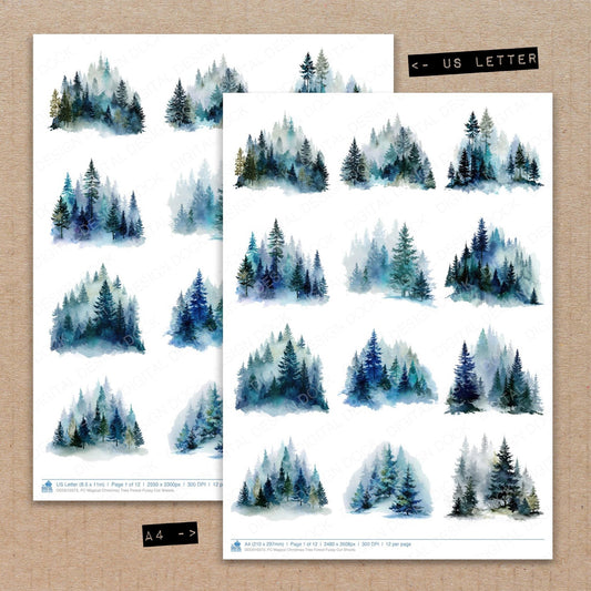 DDD010373_FC Magical Christmas Tree Forest Fussy Cut Sheets