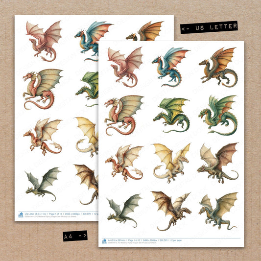 Medieval Flying Dragon Set B Fussy Cut Sheets (DDD010412)