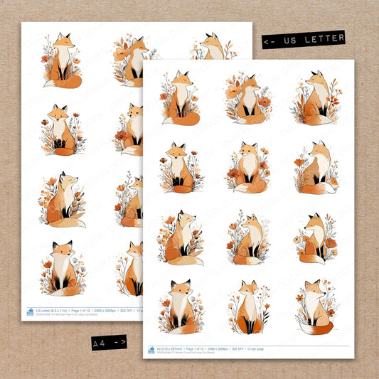 DDD010438_FC Minimal Floral Fox Fussy Cut Sheets