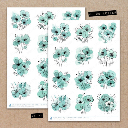 DDD010447_FC Mint Abstract Flowers Fussy Cut Sheets