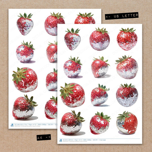Mirrorball Strawberry Fussy Cut Sheets (DDD010455)