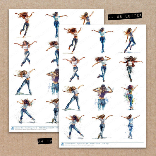 DDD010458_FC Modern Dancing Woman Set B Fussy Cut Sheets