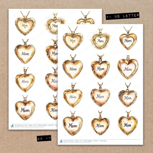 DDD010461_FC Mom Heart Shaped Locket Fussy Cut Sheets