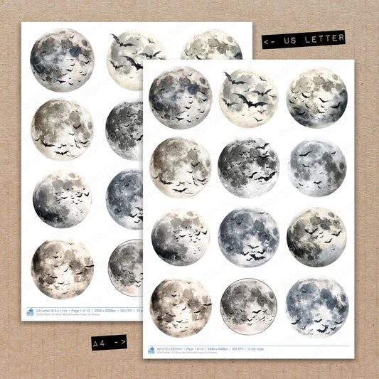 DDD010464_FC Moon Bat Silhouette Fussy Cut Sheets