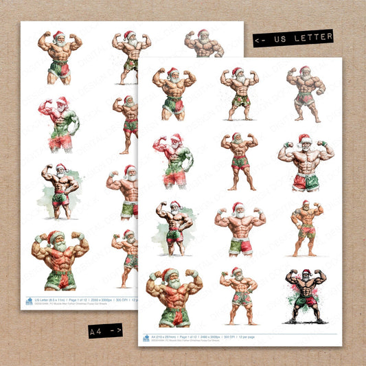 DDD010494_FC Muscle Man Father Christmas Fussy Cut Sheets