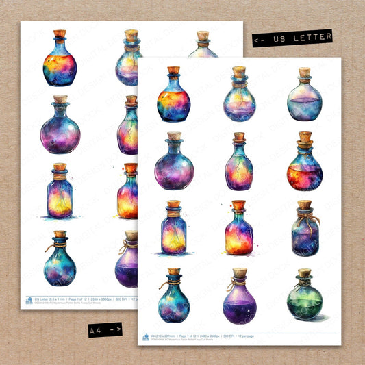 DDD010499_FC Mysterious Potion Bottle Fussy Cut Sheets