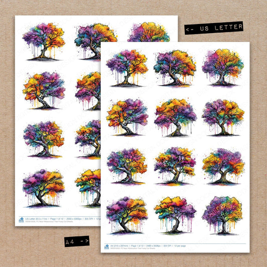 DDD010550_FC Neon Watercolour Tree Fussy Cut Sheets