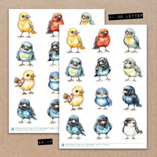 DDD010558_FC Nursery Style Cartoon Crow Fussy Cut Sheets