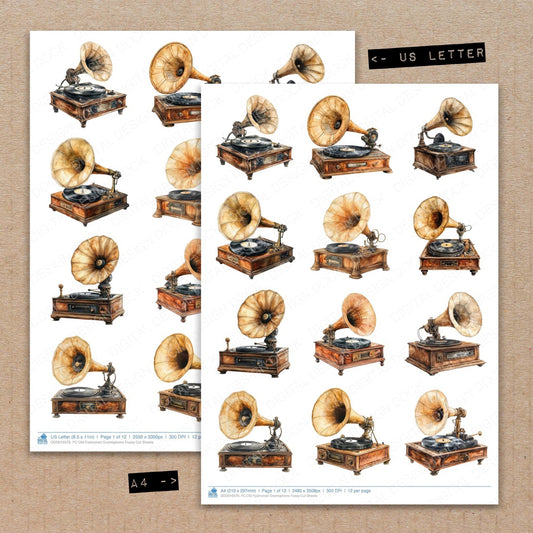 DDD010576_FC Old Fashioned Gramophone Fussy Cut Sheets