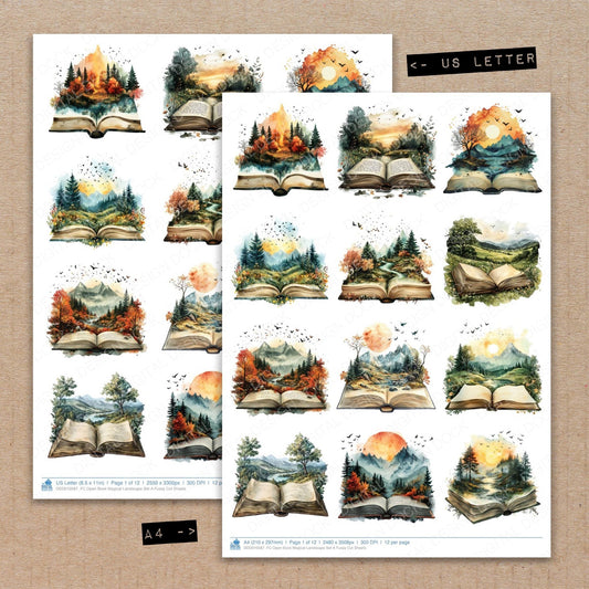 DDD010587_FC Open Book Magical Landscape Set A Fussy Cut Sheets
