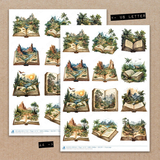 DDD010589_FC Open Book Prehistoric Fussy Cut Sheets