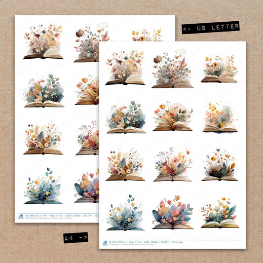DDD010590_FC Open Book with Flowers Fussy Cut Sheets