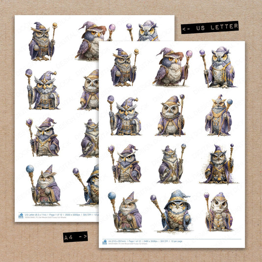 DDD010609_FC Owl Wizard Staff Fussy Cut Sheets