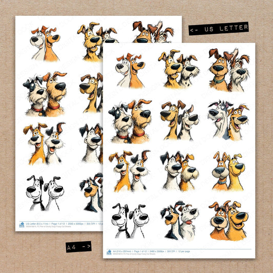 DDD010613_FC Pair of Goofy Dogs Fussy Cut Sheets