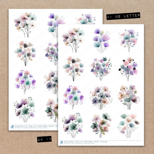DDD010623_FC Pastel Abstract Wildflower Bouquet Fussy Cut Sheets