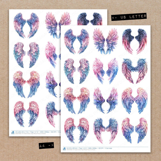 DDD010630_FC Pastel Ombre Angel Wings Fussy Cut Sheets
