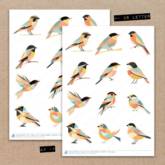 DDD010636_FC Patchwork Bird Pastels Fussy Cut Sheets