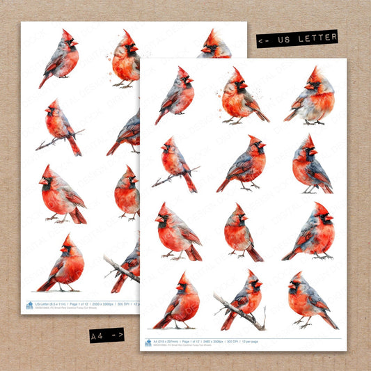 Small Red Cardinal Fussy Cut Sheets (DDD010963)