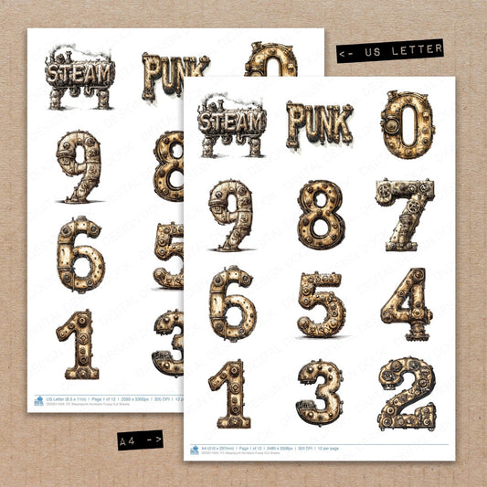 Steampunk Numbers Fussy Cut Sheets (DDD011034)