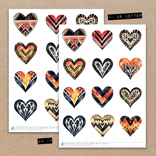 Tribal Love Heart Design Fussy Cut Sheets (DDD011150)