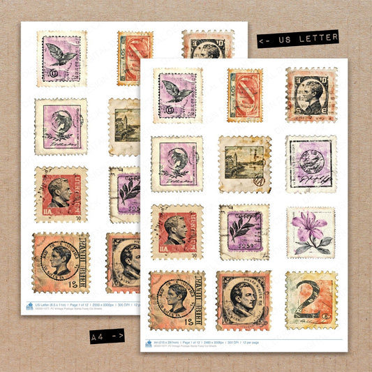 Vintage Postage Stamp Fussy Cut Sheets (DDD011277)
