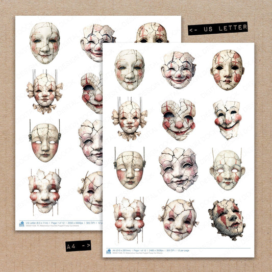 Watercolour Haunted Puppet Fussy Cut Sheets (DDD011539)