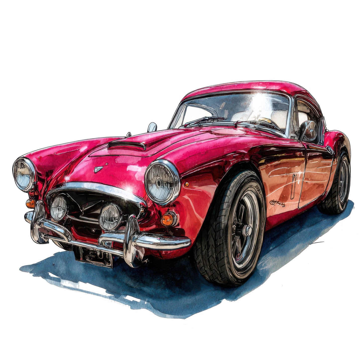 Watercolour Sports Car Fussy Cut Sheets (DDD011750)