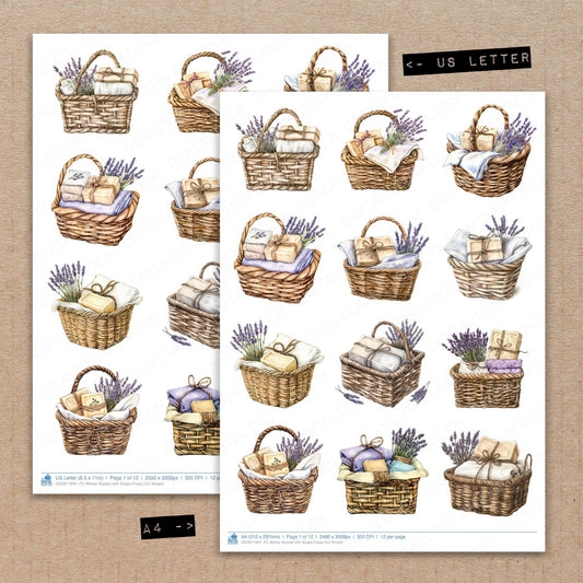Wicker Basket with Soaps Fussy Cut Sheets (DDD011841)