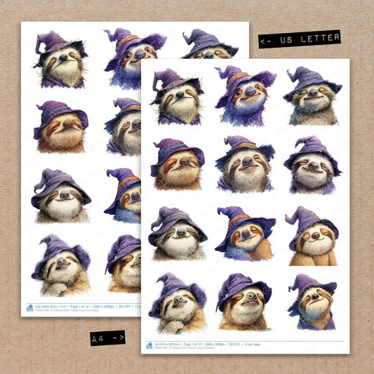Wizard Sloth Portrait Fussy Cut Sheets (DDD011907)