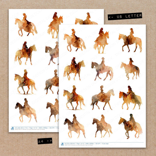 Woman on Horse Silhouette Fussy Cut Sheets (DDD011925)