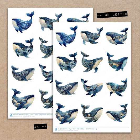 Folk Art Whale Fussy Cut Sheets (DDD012049)