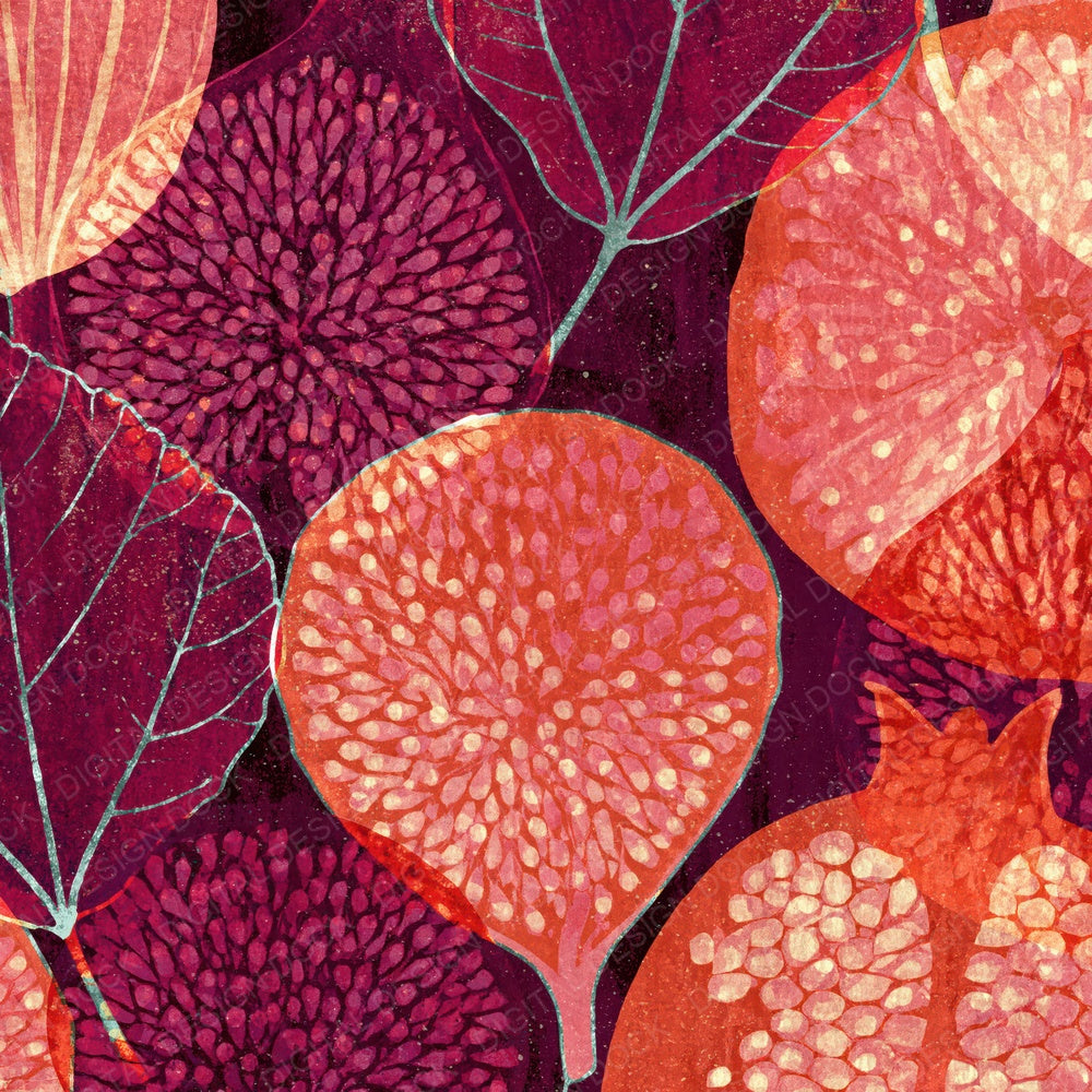 Xray Fig Pomegranate Coral Wine Digital Paper Pack (DDD012351)