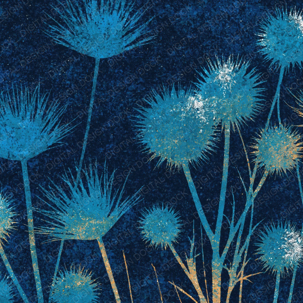 Xray Thistle Seed Pods Midnight Navy Digital Paper Pack (DDD012364)