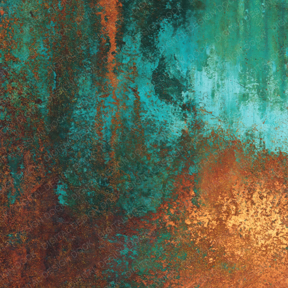 Metallic Copper Verdigris Turquoise Digital Paper Pack (DDD012460)